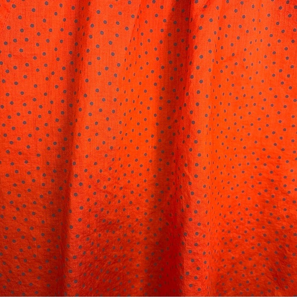 Petite Large Ann Taylor Loft Red Orange Blue Dot Print Blouse Peasant Top - Picture 9 of 12